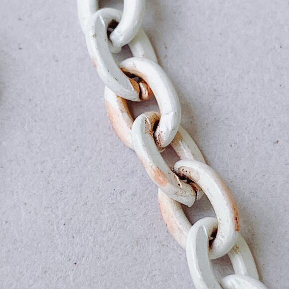 VTG 1960s 1970s Pendant Necklace White Enamel Filigree Mod Statement Jewelry - Picture 10 of 13